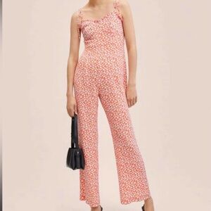 Mango Floral Red Jumpsuit